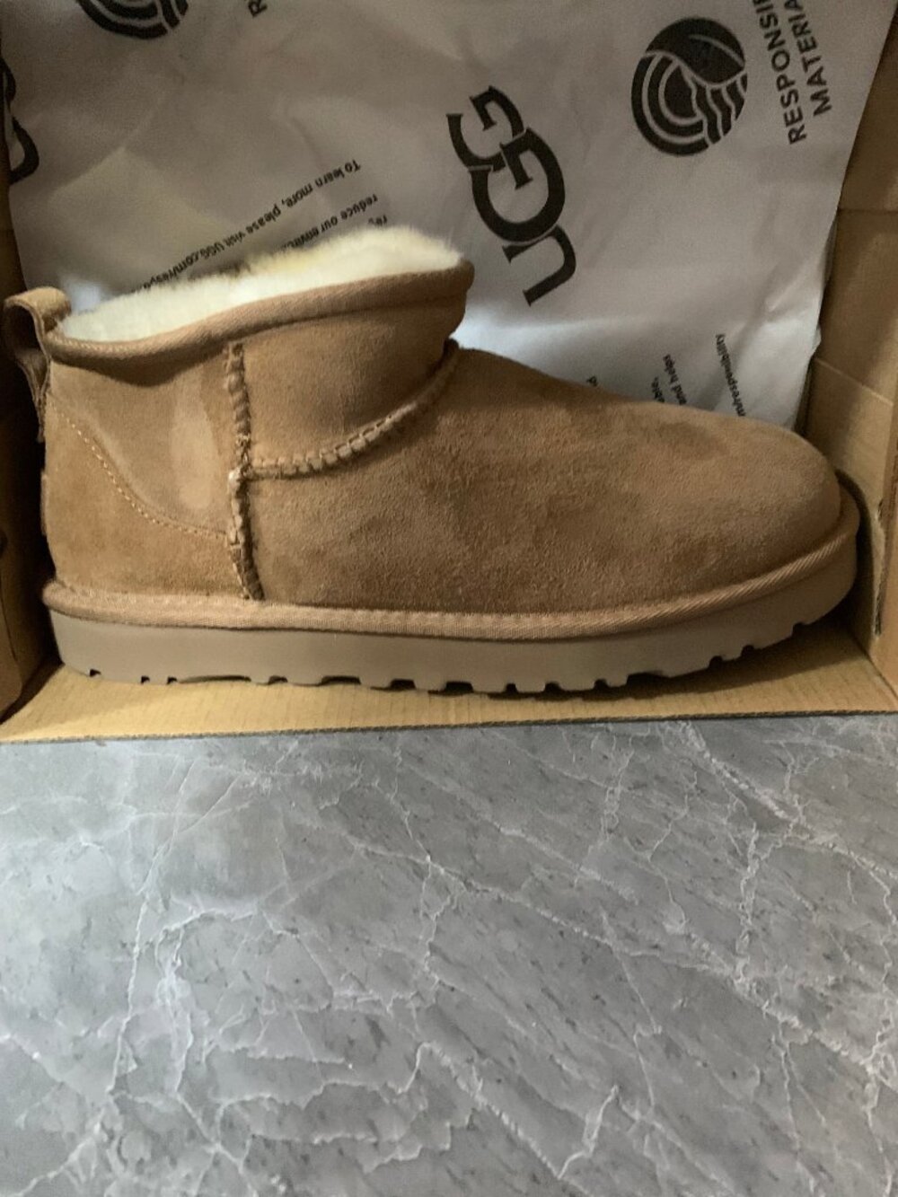 UGG Classic Ultra Mini Boots Chestnut Ankle Booties - Picture 2 of 4